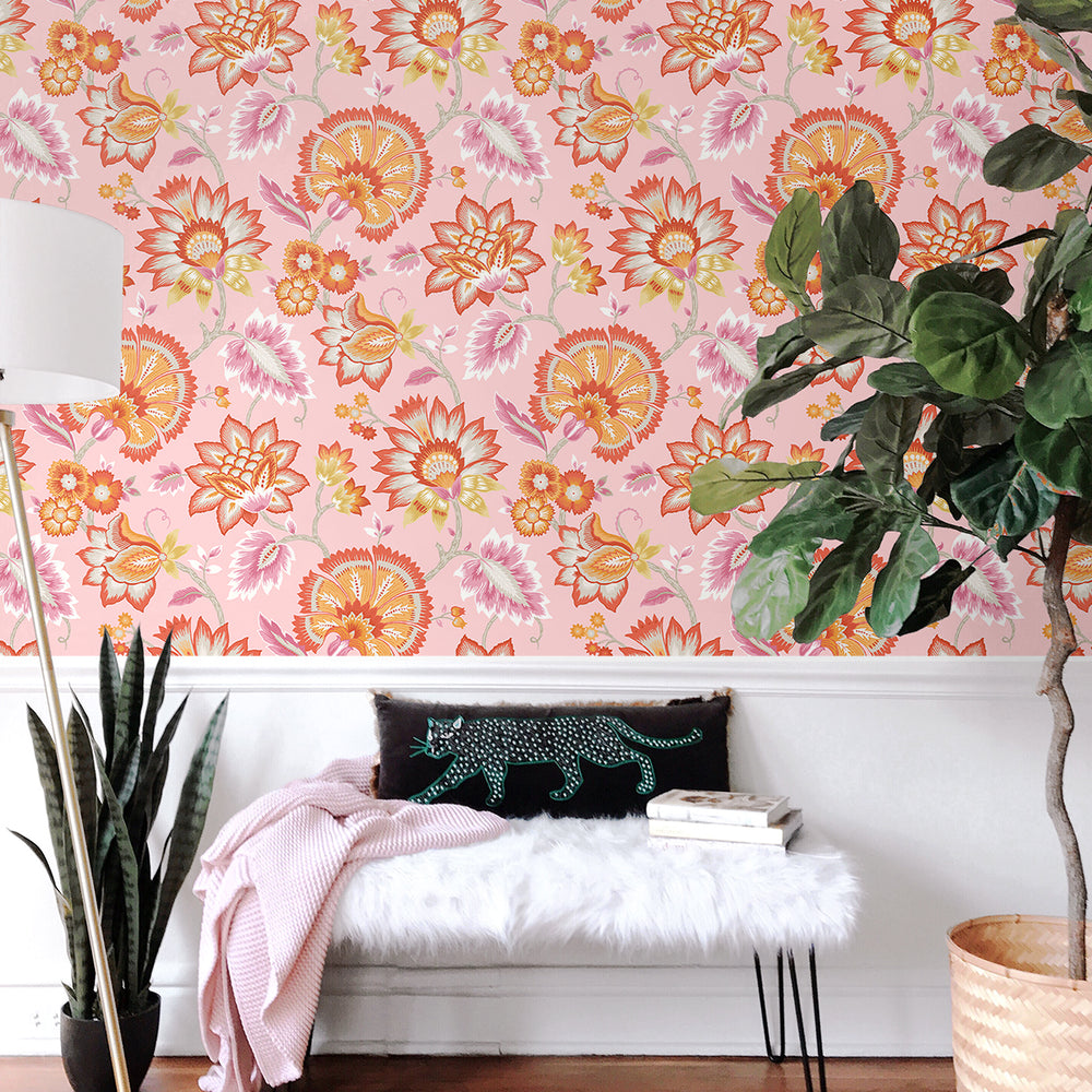 
                  
                    Jacobean floral peel and stick wallpaper entryway NW42706 from NextWall
                  
                