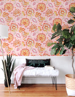 Jacobean floral peel and stick wallpaper entryway NW42706 from NextWall