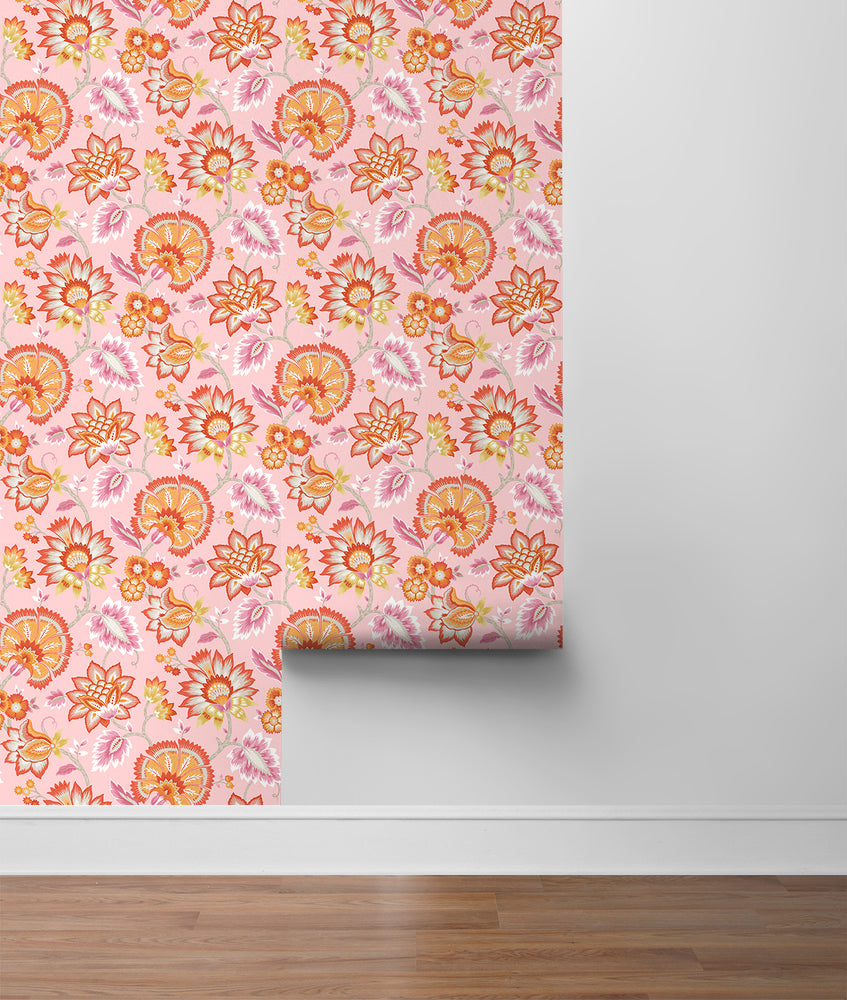 Jacobean floral peel and stick wallpaper roll NW42706 from NextWall