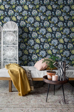 Jacobean floral peel and stick wallpaper bedroom NW42712 from NextWall
