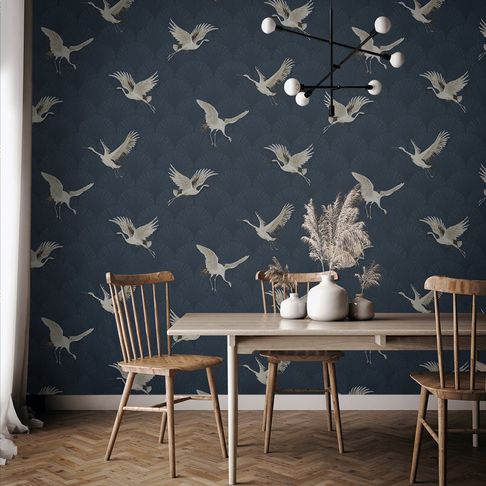 
                  
                    Crane peel and stick wallpaper dining room NW42802 from NextWall
                  
                