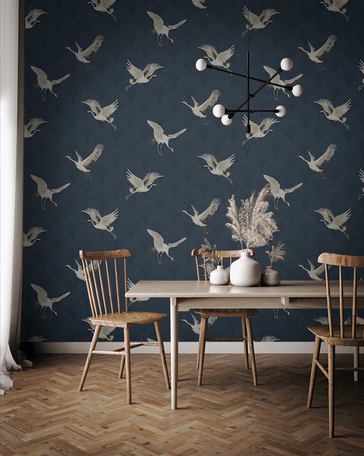 Crane peel and stick wallpaper dining room NW42802 from NextWall