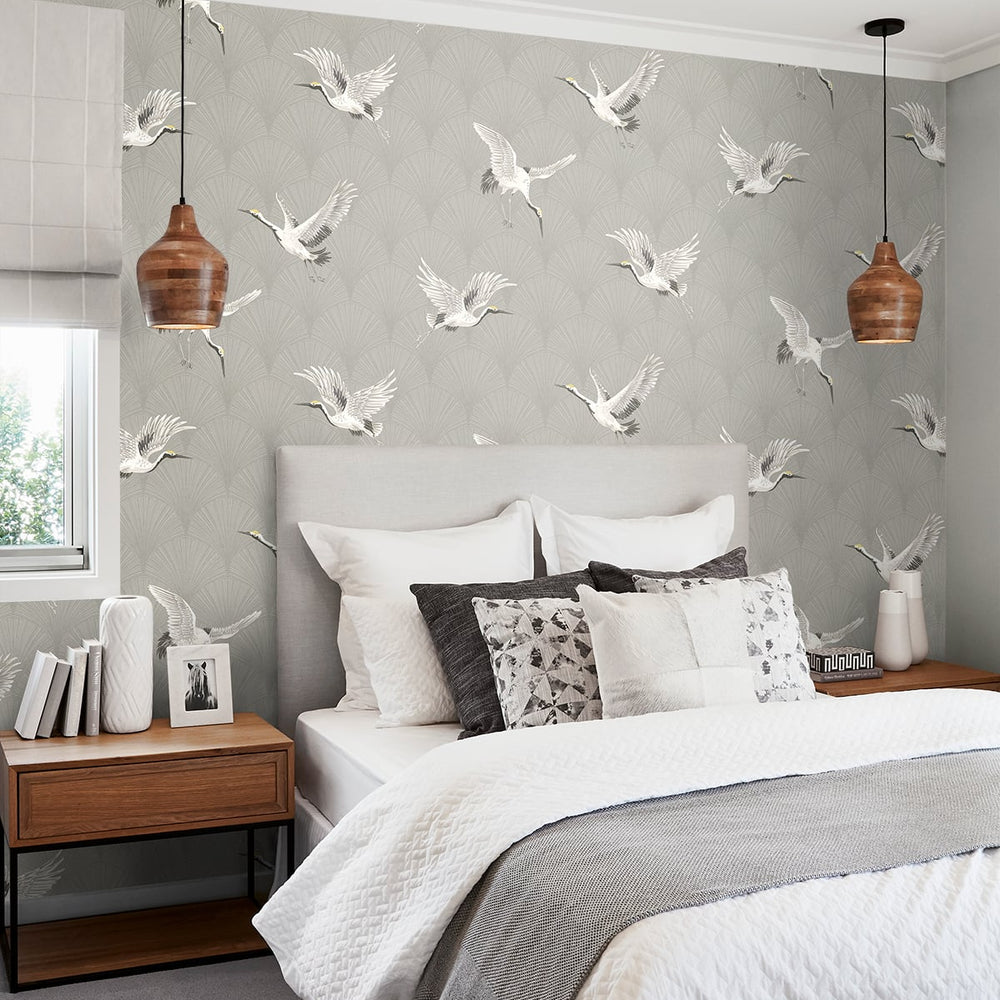 
                  
                    Crane peel and stick wallpaper bedroom NW42808 from NextWall
                  
                