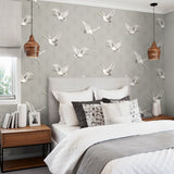 Crane peel and stick wallpaper bedroom NW42808 from NextWall