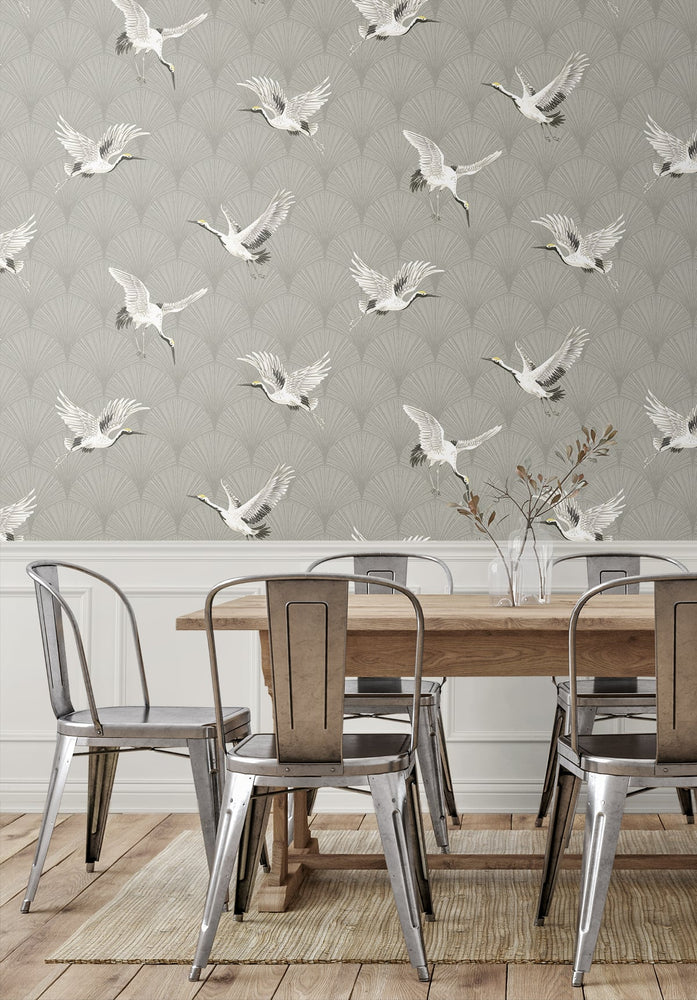Crane peel and stick wallpaper dining room NW42808 from NextWall
