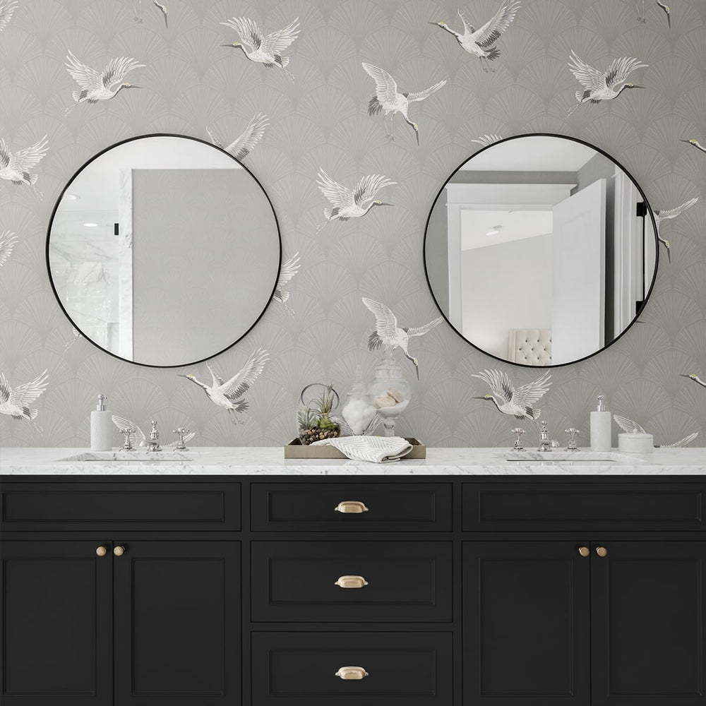 
                  
                    Crane peel and stick wallpaper bathroom NW42808 from NextWall
                  
                