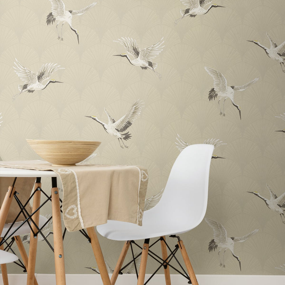 
                  
                    Crane peel and stick wallpaper dining room NW42810 from NextWall
                  
                