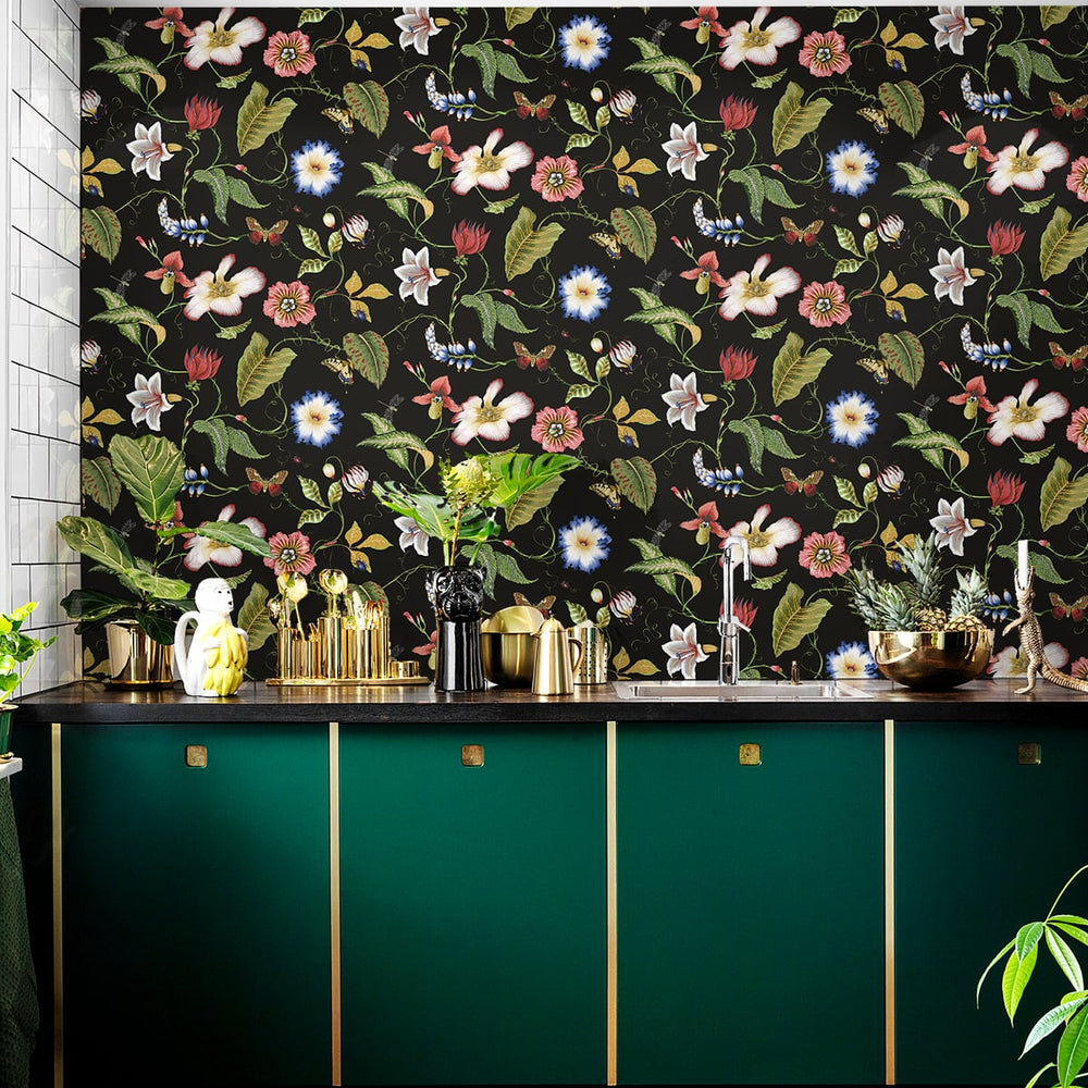 
                  
                    NW43000 summer garden floral peel and stick wallpaper kitchen from NextWall
                  
                