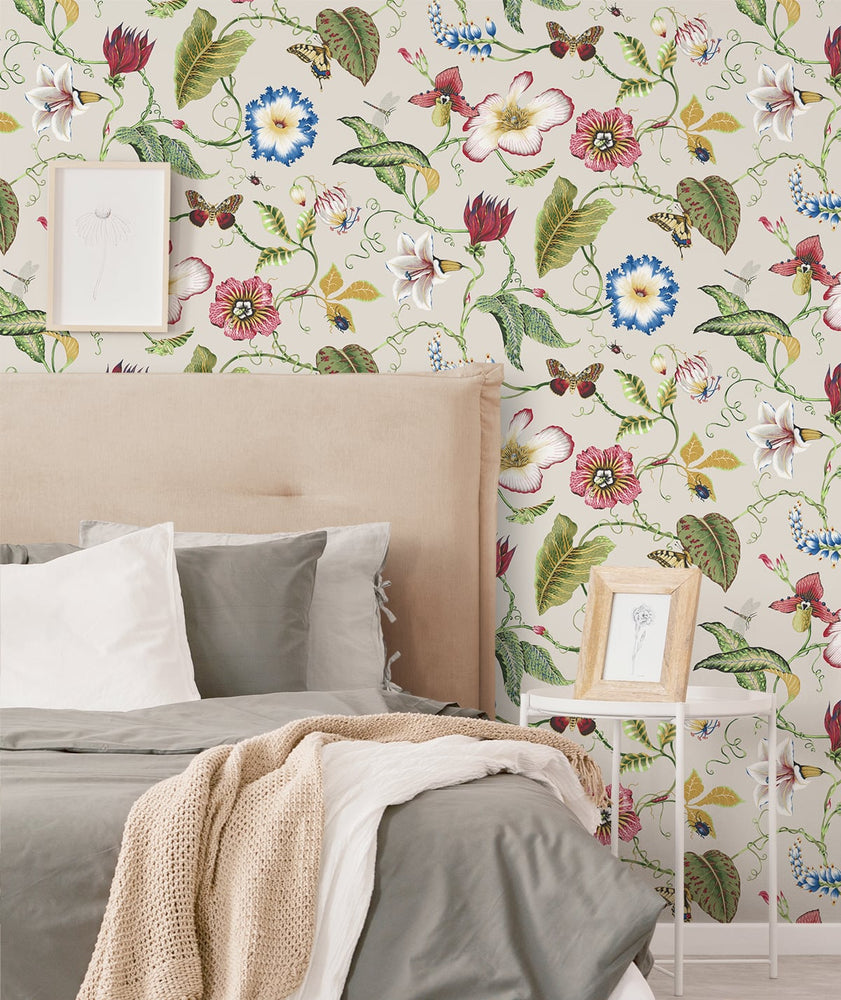 Floral peel and stick wallpaper bedroom NW43001 from NextWall