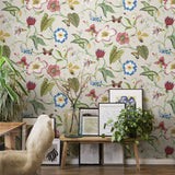 Floral peel and stick wallpaper living room NW43001 from NextWall