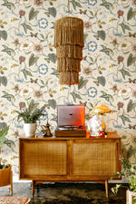 Floral peel and stick wallpaper living room  NW43005 from NextWall