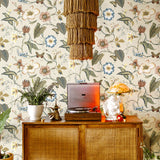 Floral peel and stick wallpaper living room  NW43005 from NextWall