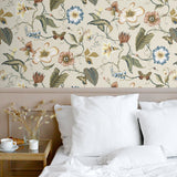 Floral peel and stick wallpaper bedroom NW43005 from NextWall