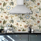 Floral peel and stick wallpaper kitchen NW43005 from NextWall