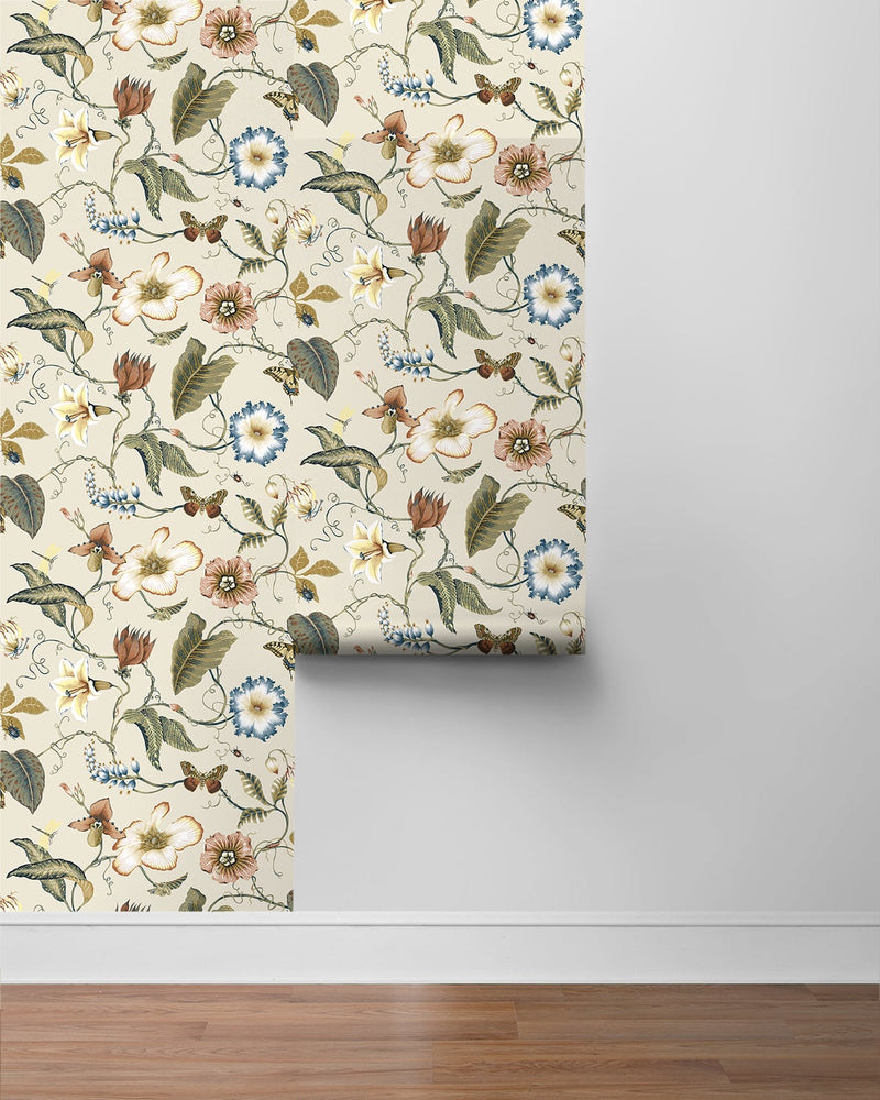 Floral peel and stick wallpaper roll NW43005 from NextWall