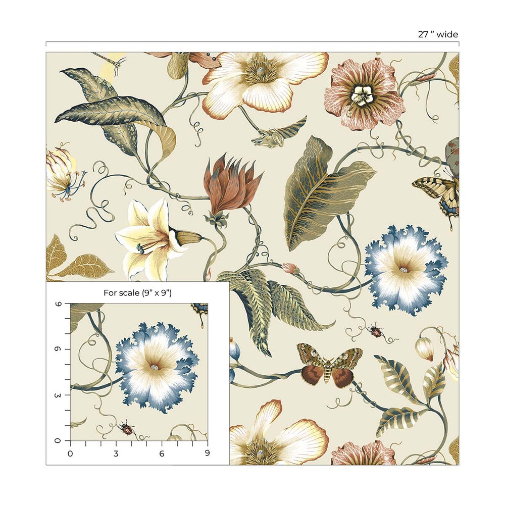 Floral peel and stick wallpaper scale NW43005 from NextWall