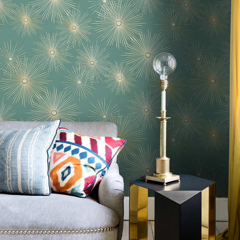 
                  
                    NW43104 Silverdale Starburst retro peel and stick removable wallpaper living room from Say Decor
                  
                