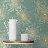 NW43104 Silverdale Starburst retro peel and stick removable wallpaper decor from Say Decor