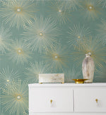 NW43104 Silverdale Starburst retro peel and stick removable wallpaper accent from Say Decor