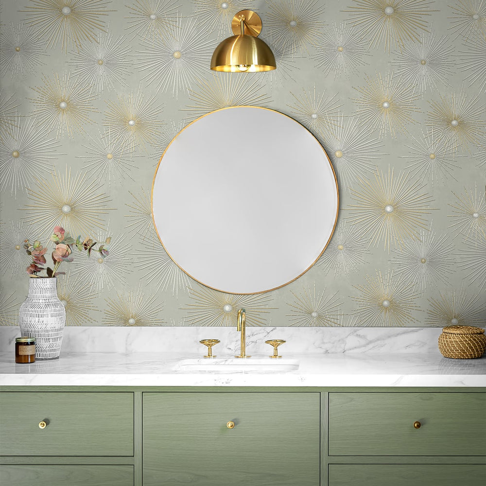 
                  
                    NW43105 Silverdale Starburst retro peel and stick removable wallpaper bathroom from Say Decor
                  
                