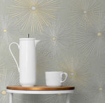 NW43105 Silverdale Starburst retro peel and stick removable wallpaper accent from Say Decor