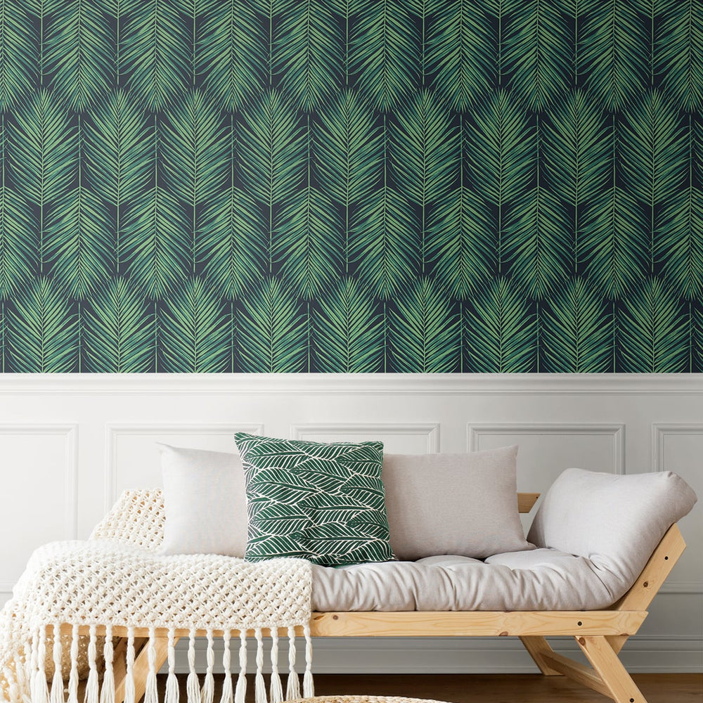 NW43204 tropic palm peel and stick wallpaper entryway from NextWall