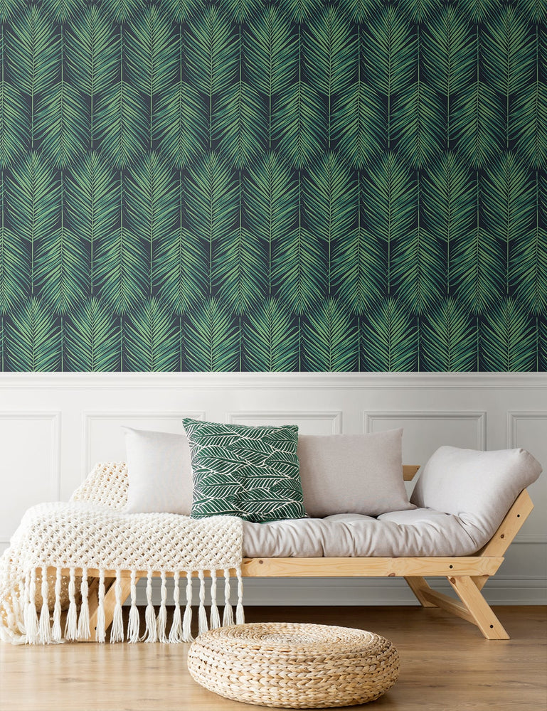 NW43204 tropic palm peel and stick wallpaper entryway from NextWall