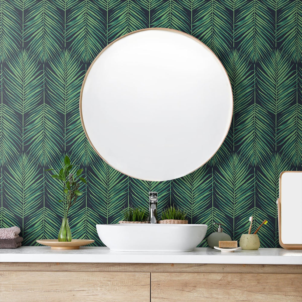 
                  
                    NW43204 tropic palm peel and stick wallpaper bathroom from NextWall
                  
                