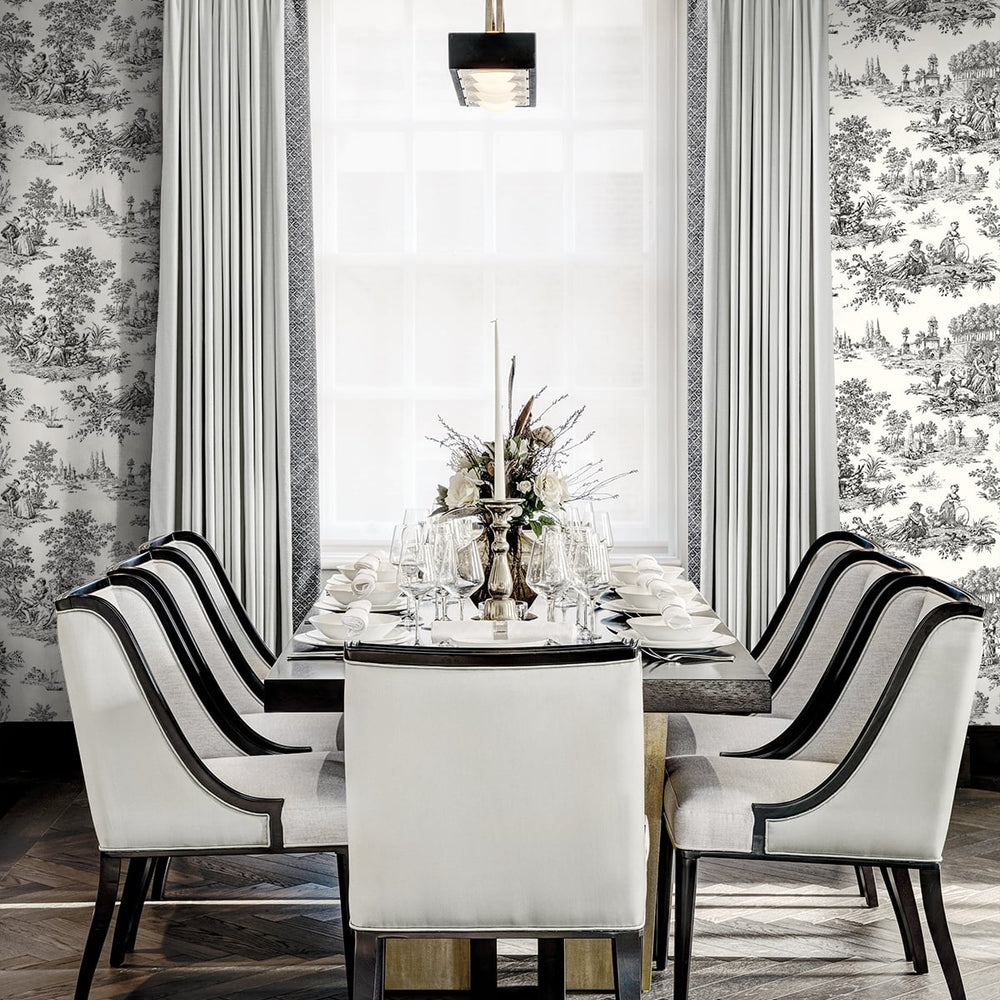 
                  
                    NW43300 Chateau toile peel and stick wallpaper dining room from NextWall
                  
                