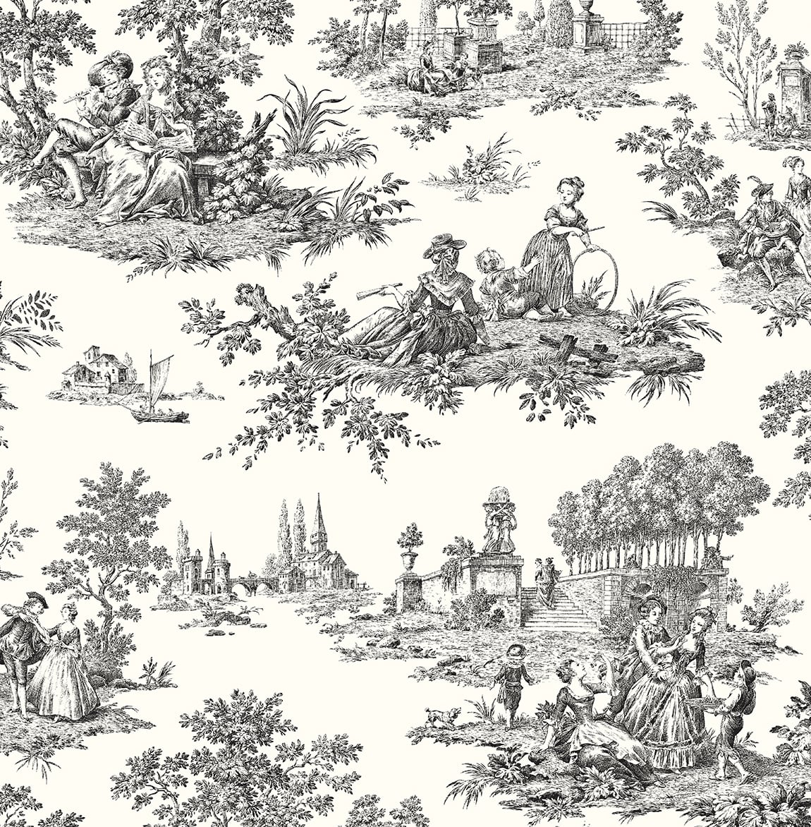NW43300 Chateau toile peel and stick wallpaper from NextWall