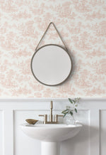 NW43301 Chateau toile peel and stick wallpaper bathroom from NextWall