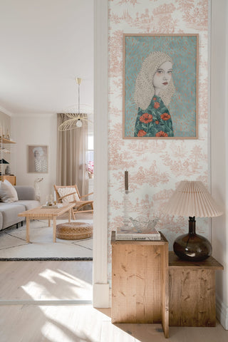 NW43301 Chateau toile peel and stick wallpaper entryway from NextWall