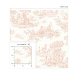 NW43301 Chateau toile peel and stick wallpaper pink from NextWall