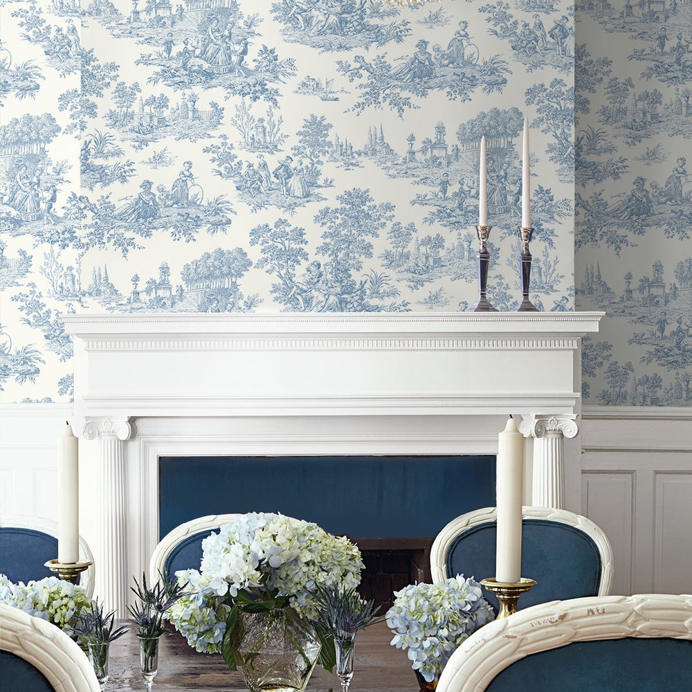 
                  
                    NW43302 Chateau toile peel and stick wallpaper dining room from NextWall
                  
                