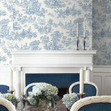 NW43302 Chateau toile peel and stick wallpaper dining room from NextWall