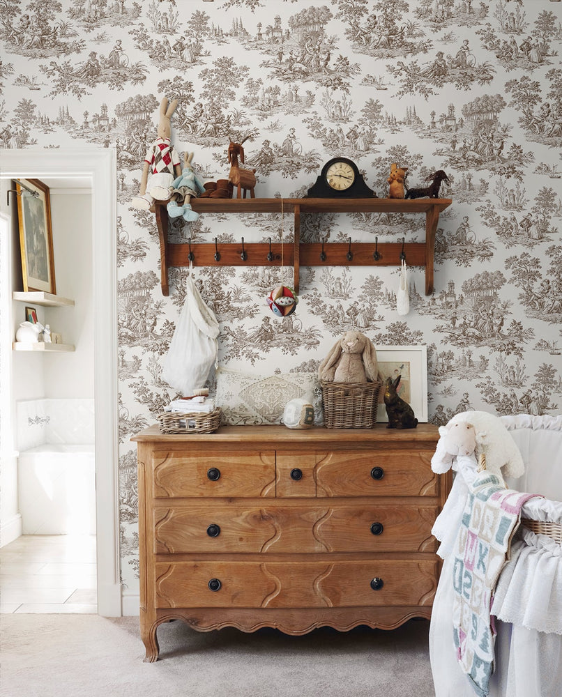 NW43307 Chateau toile peel and stick wallpaper nursery from NextWall