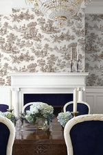 NW43307 Chateau toile peel and stick wallpaper dining room from NextWall