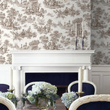 NW43307 Chateau toile peel and stick wallpaper dining room from NextWall