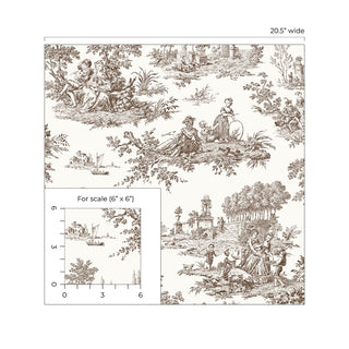 NW43307 Chateau toile peel and stick wallpaper brown from NextWall