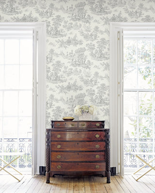 NW43308 toile peel and stick wallpaper living room from NextWall
