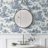 NW43312 toile peel and stick wallpaper bathroom from NextWall