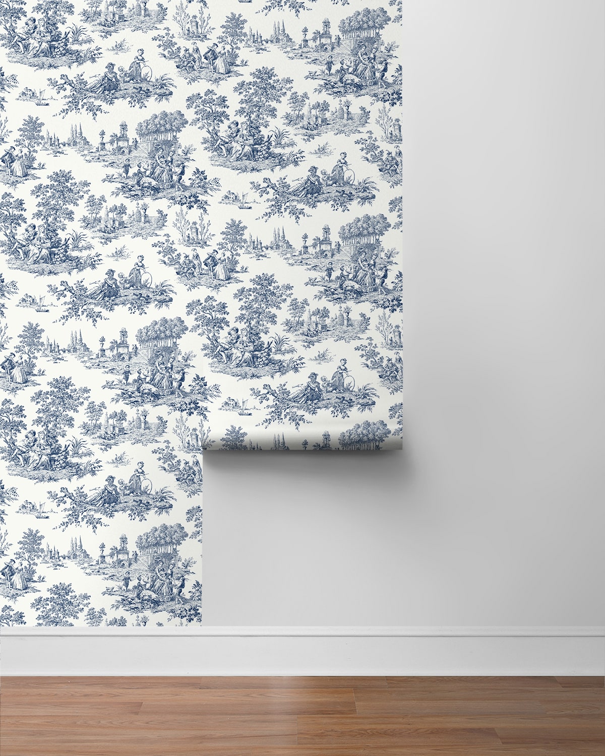 Spoonflower Le Parc Toile Med Custom Removable Wallpaper - Pink,Blue,Gray