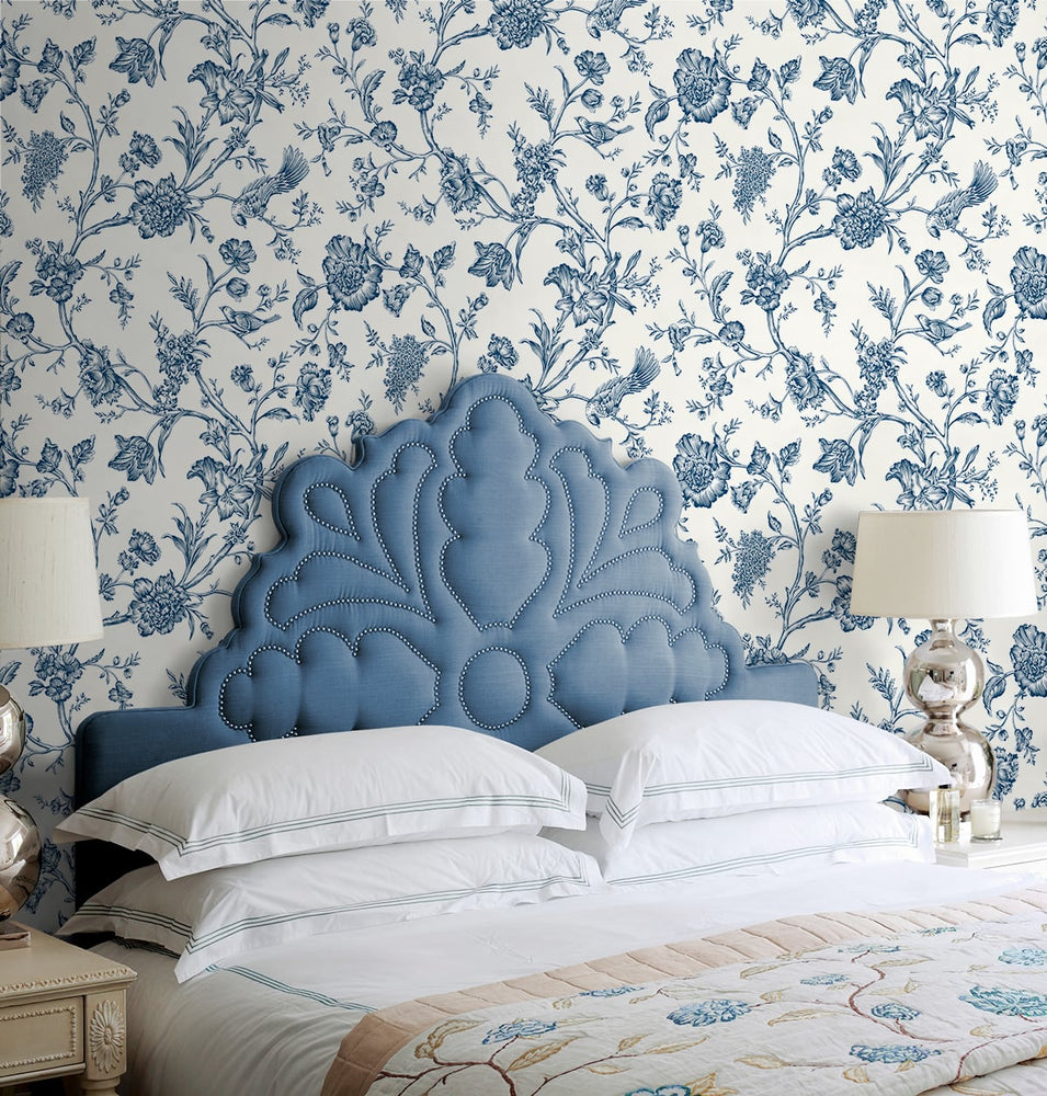 Chinoiserie peel and stick wallpaper bedroom NW43402 self adhesive from NextWall