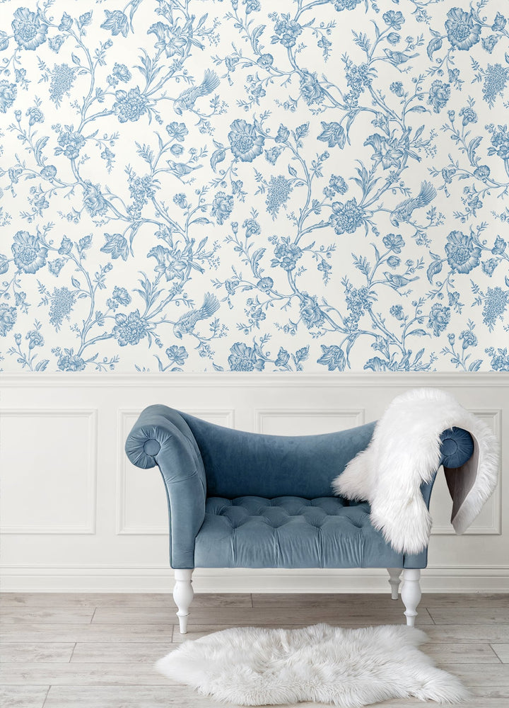 Chinoiserie peel and stick wallpaper living room NW43412 self adhesive from NextWall