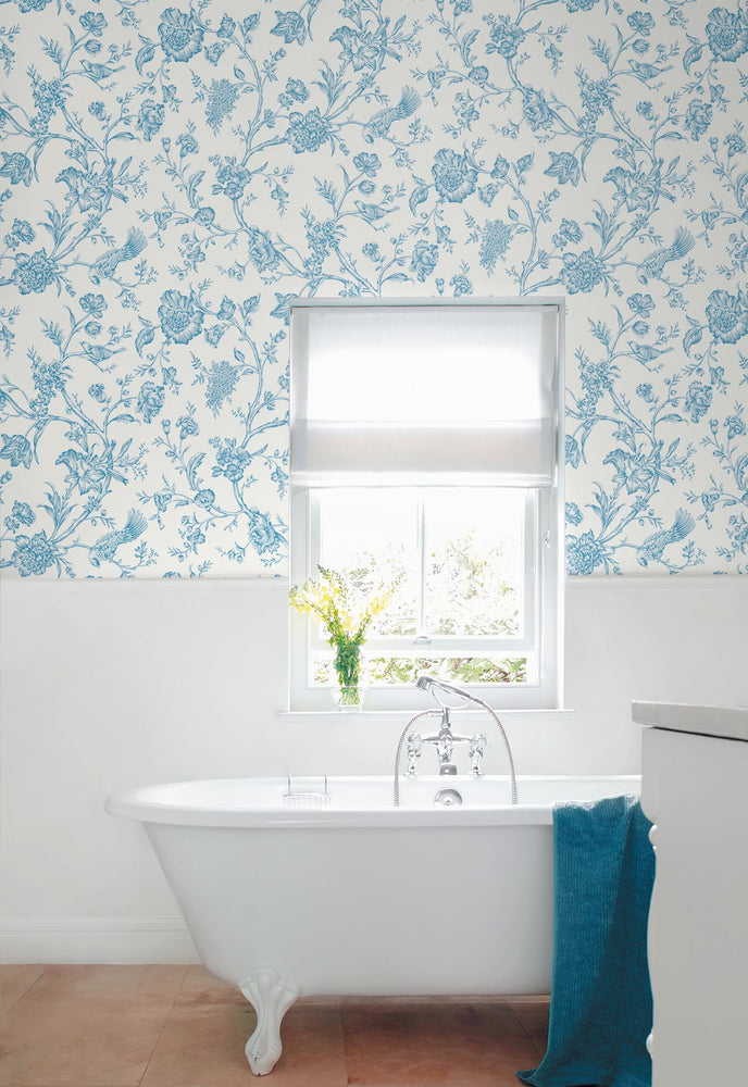 Chinoiserie peel and stick wallpaper bathroom NW43412 self adhesive from NextWall