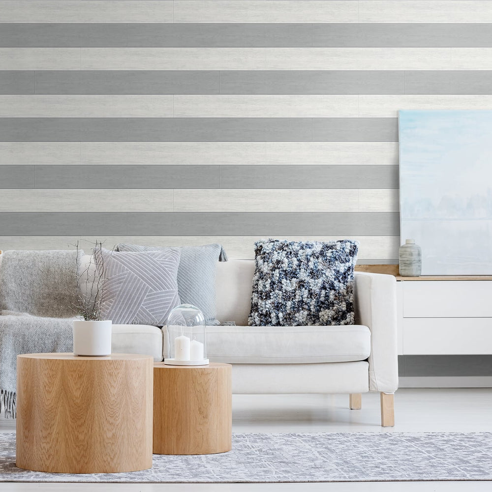 
                  
                    Shiplap peel and stick wallpaper living room NW43510 from NextWall
                  
                