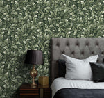 Leaf peel and stick wallpaper NW43604 bedroom Acanthus Trail from NextWall