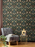 NW43700 Aves Garden peel and stick wallpaper living room from NextWall