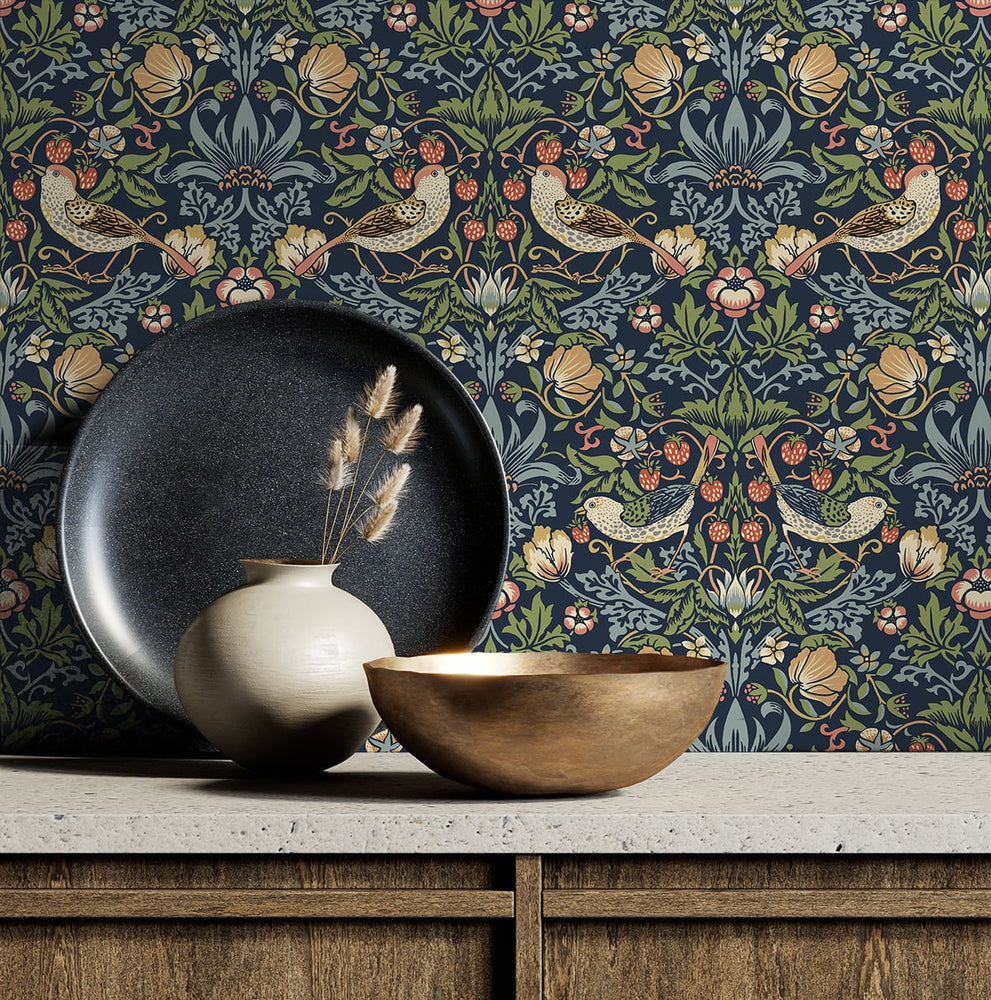 NW43702 Aves Garden peel and stick wallpaper kitchen from NextWall