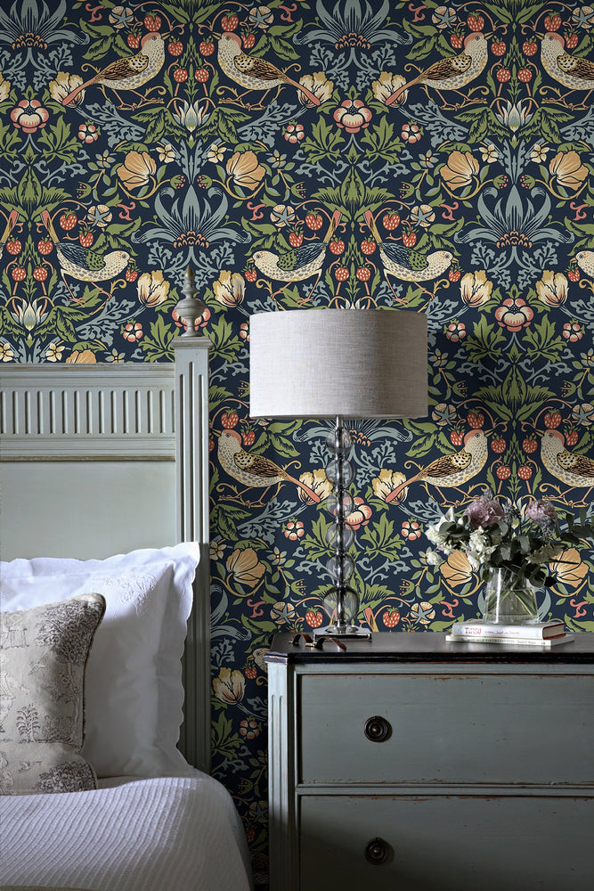 NW43702 Aves Garden peel and stick wallpaper bedroom from NextWall